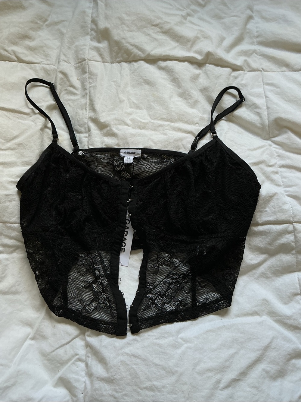 Garage Sheer Black Lace Bustier Crop Top